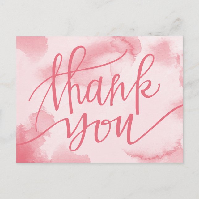 Aquarelle moderne rose | Carte postale Merci (Devant)