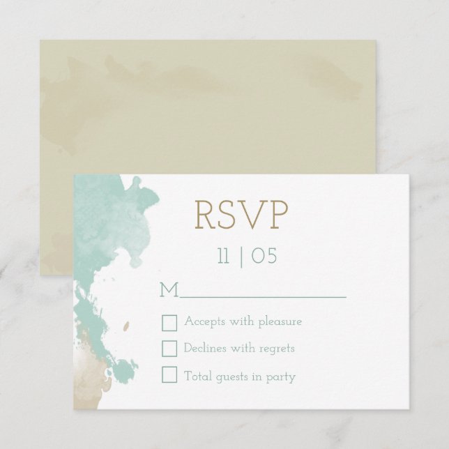 Aquarelle moderne Splashes Mariage RSVP (Devant / Derrière)