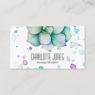 Aquarelle moderne tendance Carte de visite succule