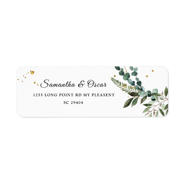Aquarelle moderne Vert Eucalyptus Gold Frame (Devant)
