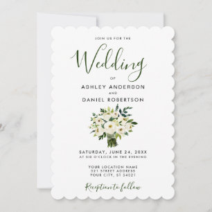 Aquarelle moderne Vert Faire-part de mariage Flora