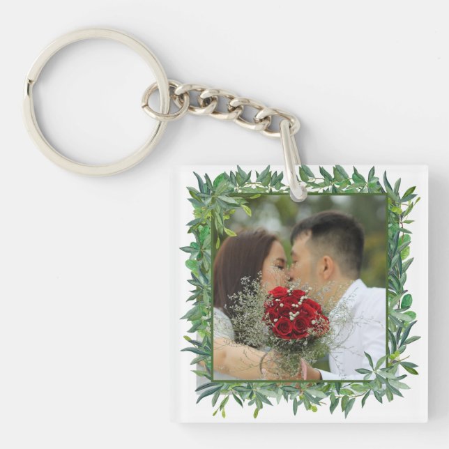 Aquarelle moderne Vert Mariage Photo (Devant)
