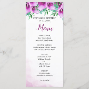 Aquarelle moderne violet Calla Lily Menu Mariage