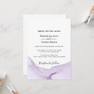 Aquarelle moderne violet Faire-part de mariage