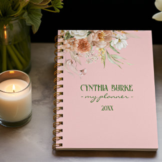 Aquarelle Moelleuse Rose Rose Floral Planner
