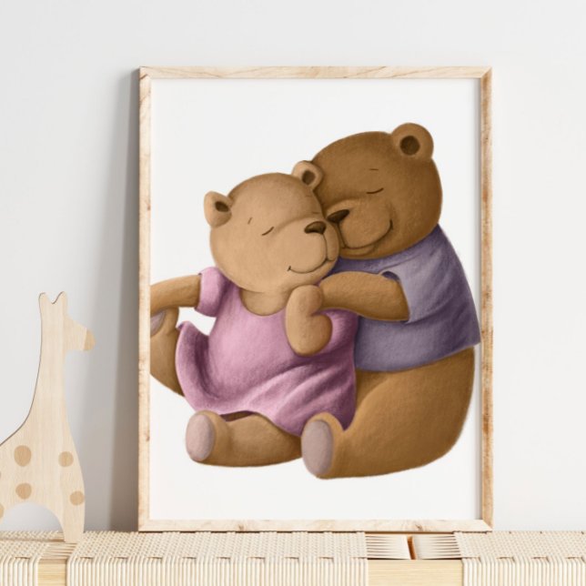 Aquarelle Momma et papa ours | Impression du mur d (Créateur téléchargé)