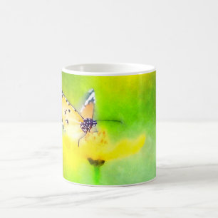 Aquarelle Monarch Papillon & Mug Fleur