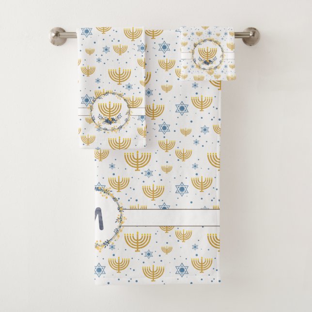 Aquarelle Monogramme + Floral | MOTIF HANOUKKA (En situation)