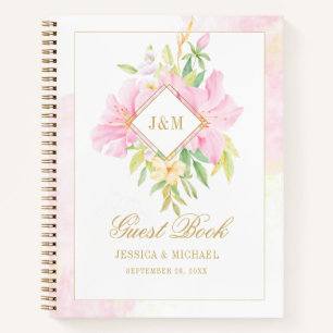 Aquarelle Monogramme Floral rose Mariage livre d'h