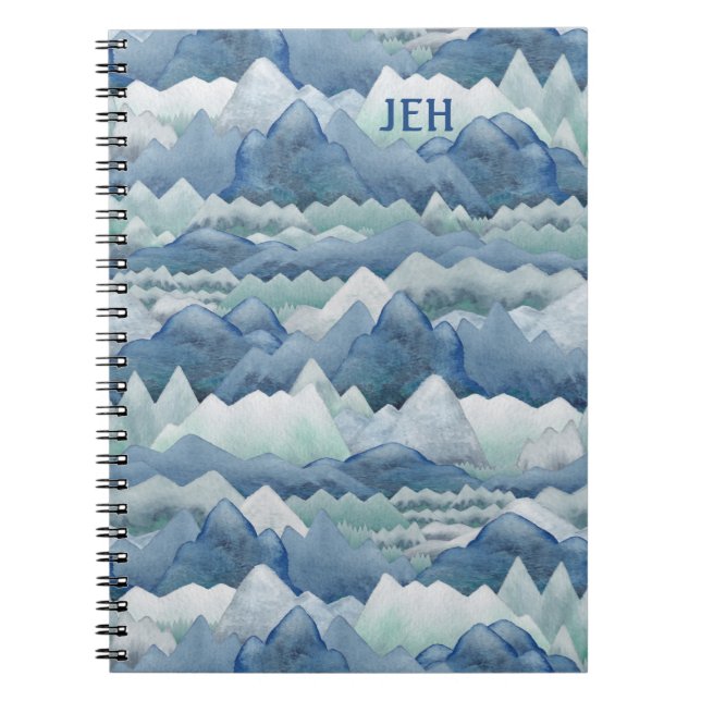Aquarelle Montagnes Monogramme Carnet spiral (Devant)