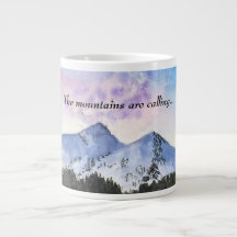 Aquarelle montagnes tasse de café