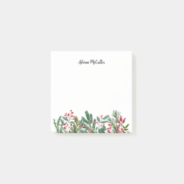 Aquarelle Motif de Noël Post-it Notes (Devant)