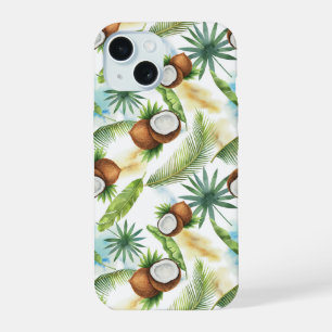 Aquarelle Motif de noix de coco tropicale