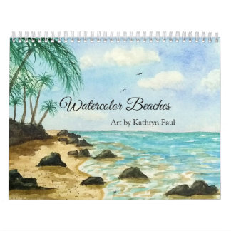 Aquarelle mur de peintures de plage Calendrier