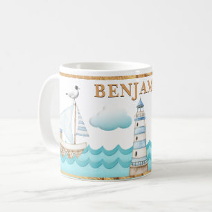 Aquarelle Nautique phare Voilier Mug