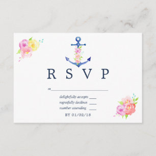 Aquarelle Nautique Thème Floral Mariage RSVP
