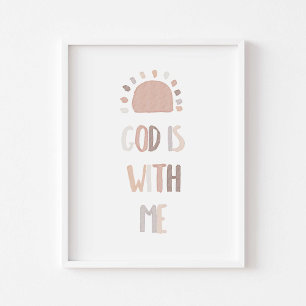 Aquarelle Neutre Dieu est avec nous poster