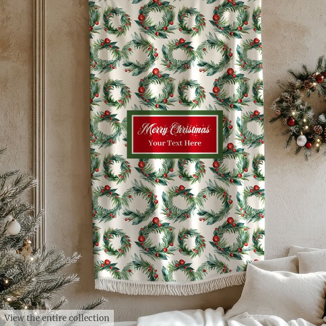 Aquarelle Noël couronnes couverture de vacances (Watercolor Christmas wreaths holiday blanket)