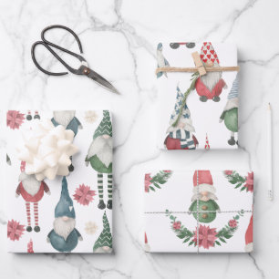 Aquarelle Noël Gonk Gnome Papier d'enveloppement
