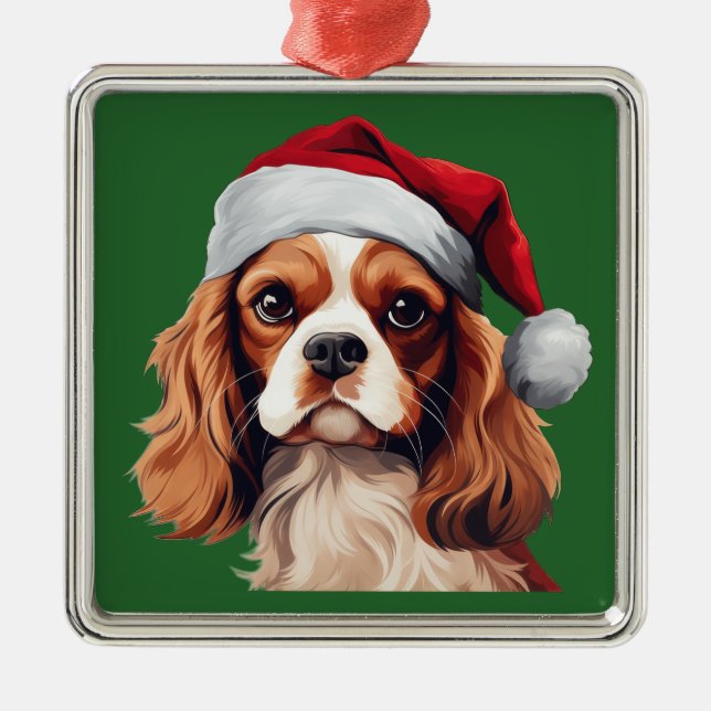 Aquarelle Noël King Charles Spaniel Ornement (Devant)