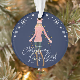 Aquarelle Noël Lovin' Girl Enveloppée Dans Les Lum