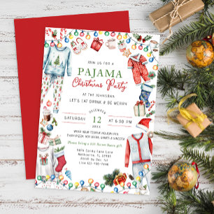 Aquarelle Noël Pajama Party Invitation