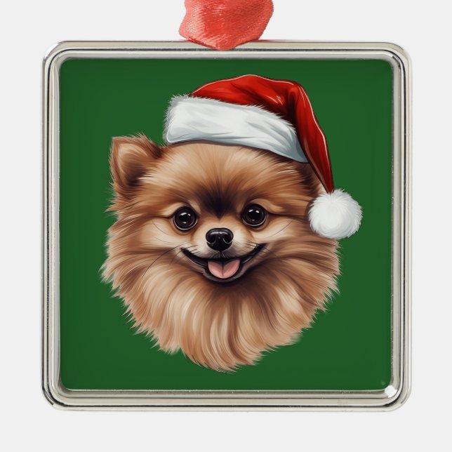 Aquarelle Noël Poméranie Ornement (Devant)