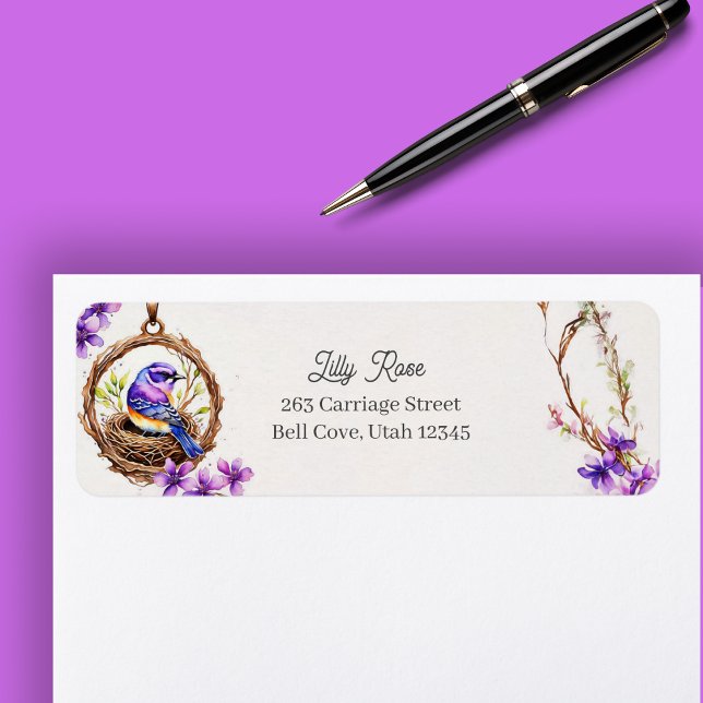 Aquarelle numérique Délicat Oiseau bleu dans le ni (Créateur téléchargé)