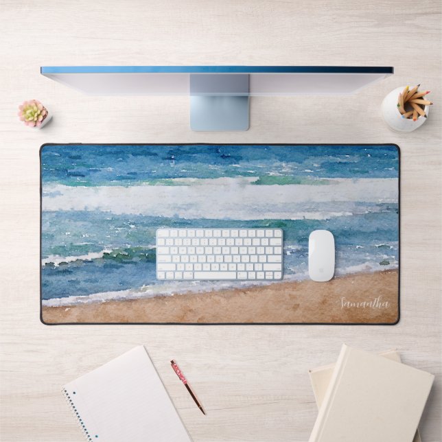 Aquarelle Ocean Beach Personnalisée (Bureau 1)