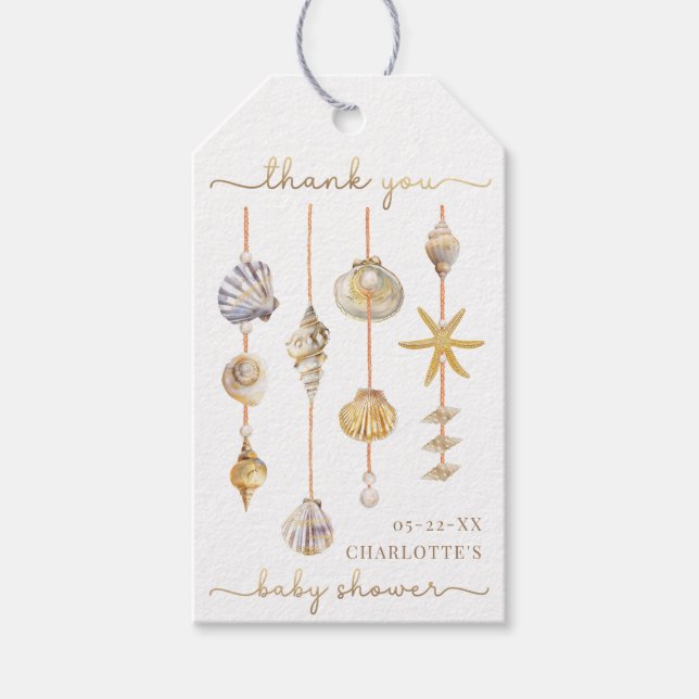Aquarelle Ocean Little Pearl Baby shower étiquette (Devant)