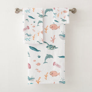 Aquarelle Océan Motif d'animaux marins