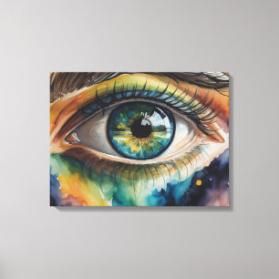 aquarelle oeil bleu canvas print