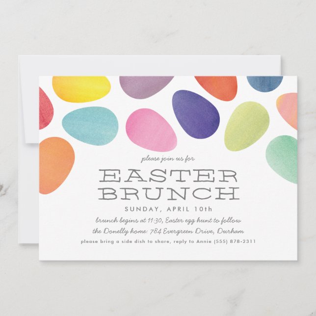 Aquarelle Oeufs de Pâques Brunch Invitation (Devant)