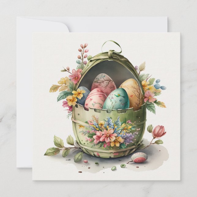 Aquarelle OEufs de Pâques Carte Florale (Devant)