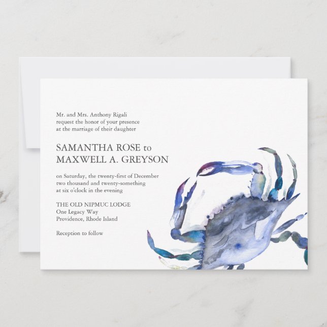 Aquarelle officielle Faire-part de mariage du crab (Devant)