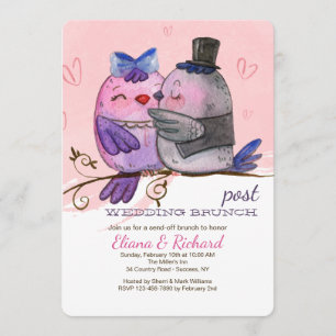 Aquarelle Oiseau Couple Invitation