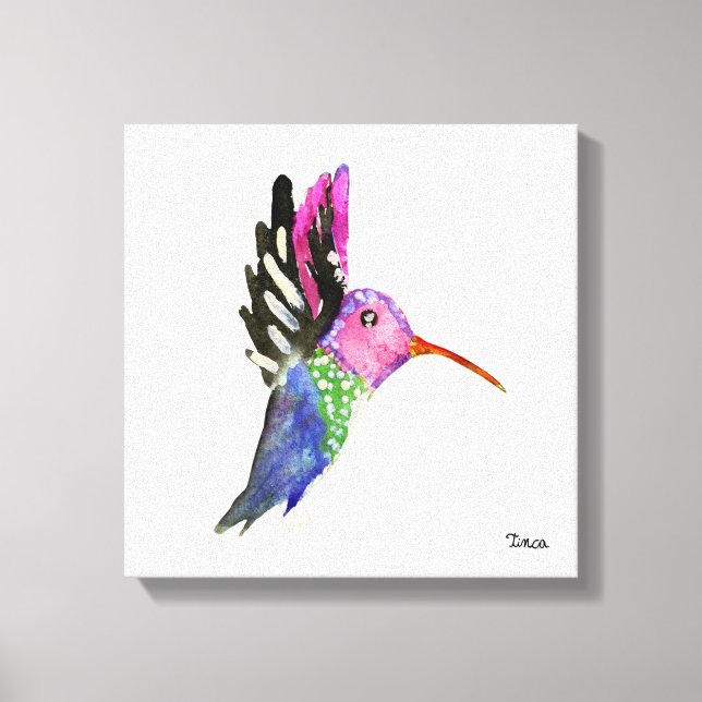 Aquarelle Oiseau en toile de colibri Imprimer (Recto)