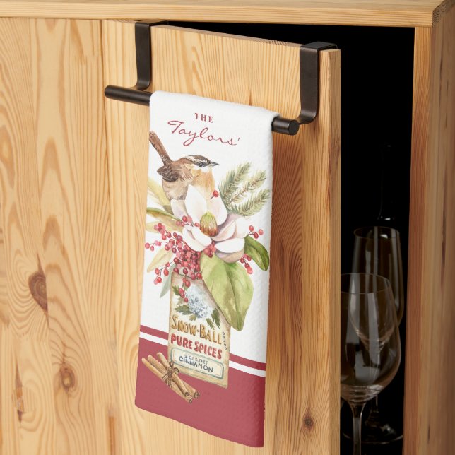Aquarelle Oiseau Magnolia Fleur Serviettes de cuis (Pliage en tiers)