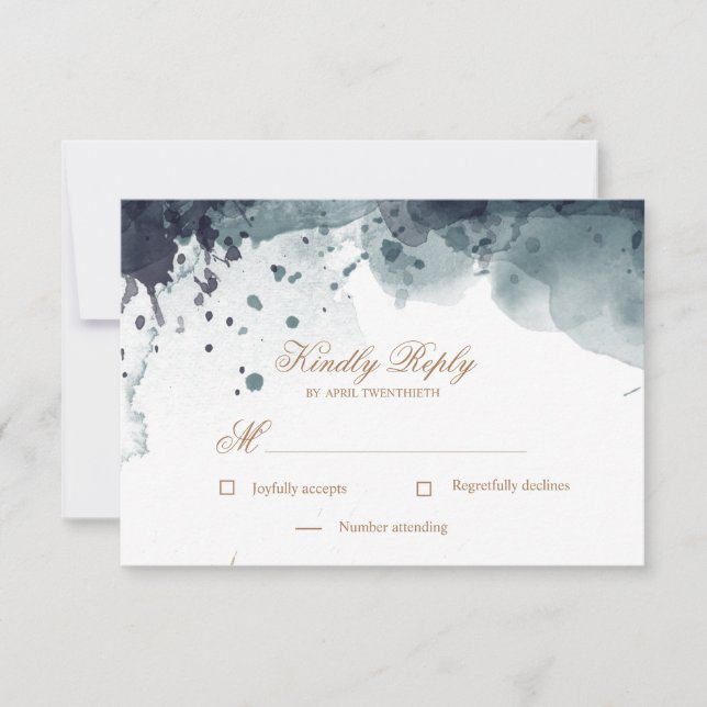 Aquarelle or | Carte de réponse RSVP (Devant)