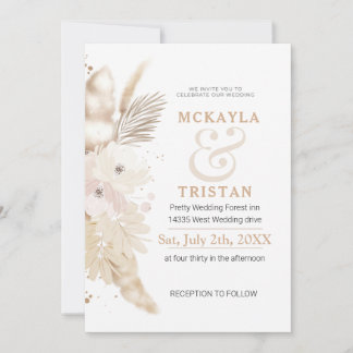 Aquarelle or Faire-part de mariage florale