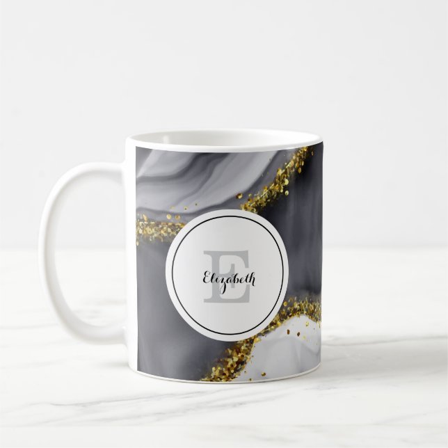 Aquarelle Or Noir Personnaliser la Mug de café (Gauche)