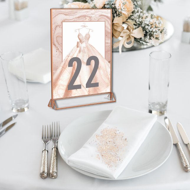Aquarelle or rose Mariage numéros de table (Créateur téléchargé)