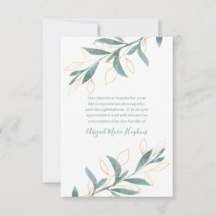 Aquarelle or vert Merci floral Bereavement