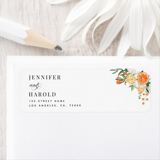 Aquarelle Orange Citrus Tangérine Floral Mariage (En situation)