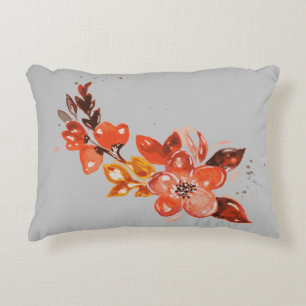 Aquarelle orange Coussin d'accents floraux