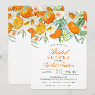 Aquarelle Orange Floral Douche nuptiale Invitation