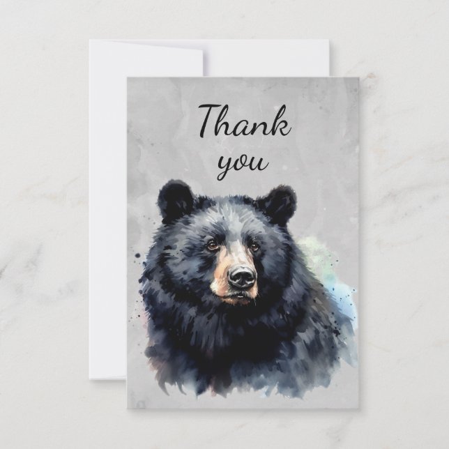 Aquarelle Ours noir Faune Animal Merci (Devant)