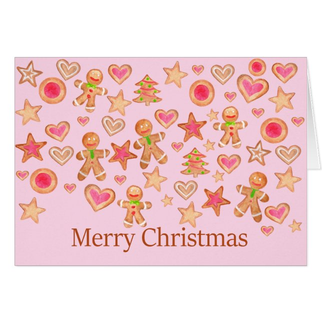 Aquarelle pain d'épices Cookies Joyeux Noël (Devant horizontal)