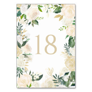 Aquarelle Pale Peonies Gold Numéros de table
