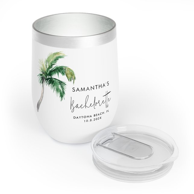 Aquarelle Palm Tree Bachelorette personnalisée (Palm Tree Florida Miami Beach Bachelorette Weekend Party)